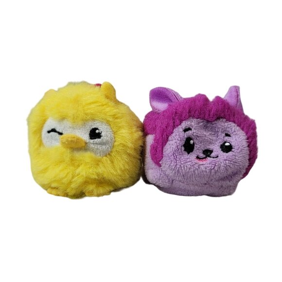 Pikmi Pops Mini Beanbag Plush Petrie Wolf Neno Owl  Purple Yellow No Tush Tag - Picture 1 of 7